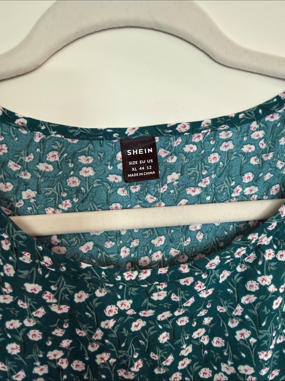 Teal Floral Short Sleeve Dress - Picture 2 of 4